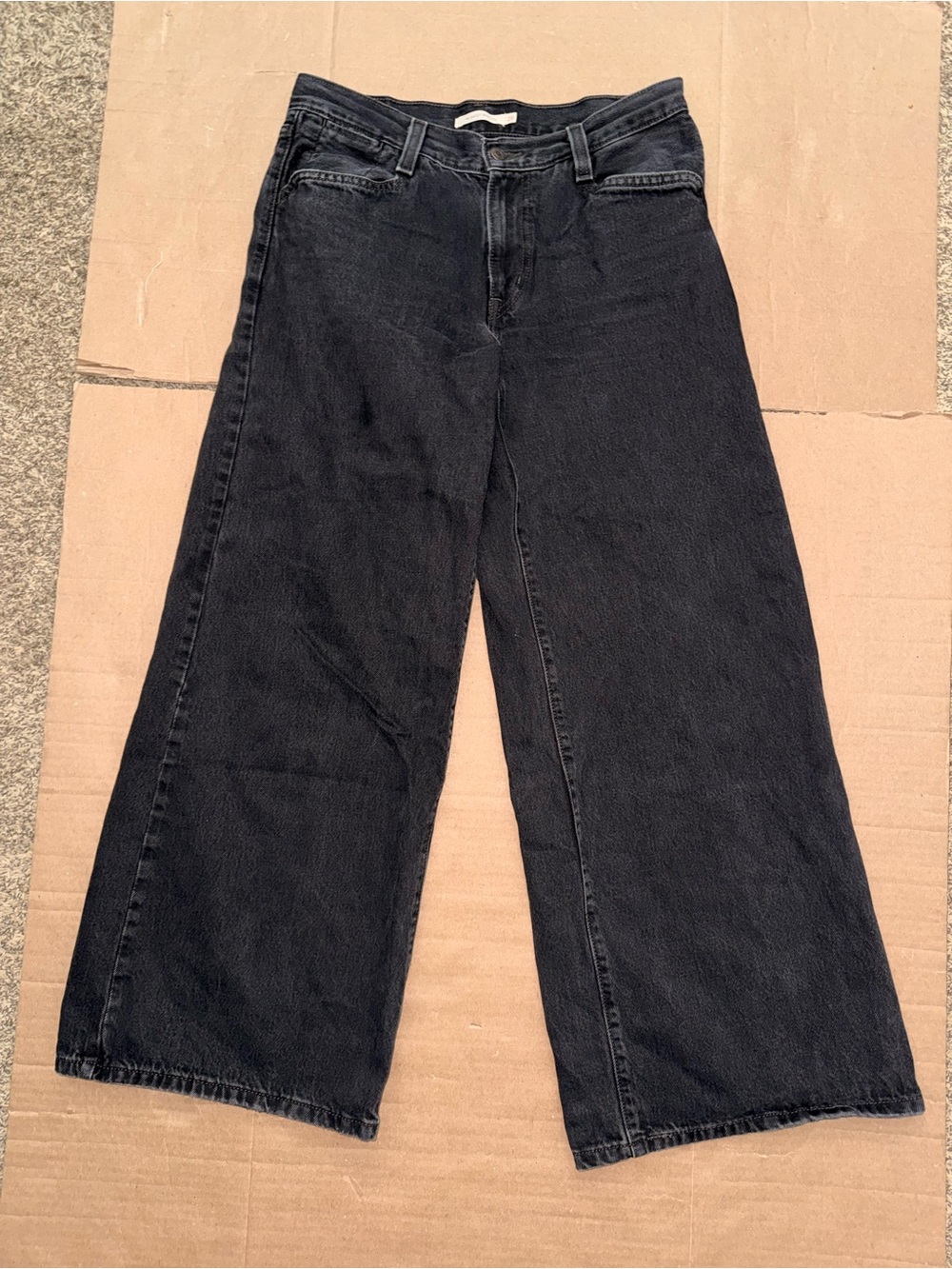 Levi’s 94 Baggy Wide Leg Jeans Black Wash High Rise W29 L31 100% Cotton - Picture 2 of 11